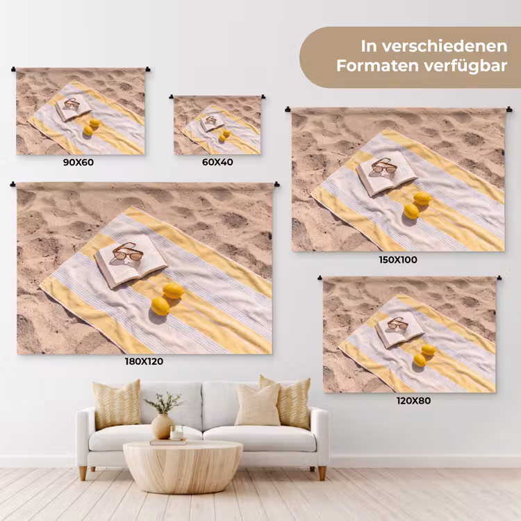 Boek - Zonnebril - Strand - Zomer - Geel Wandkleed katoen klein -tsfeer8_DE