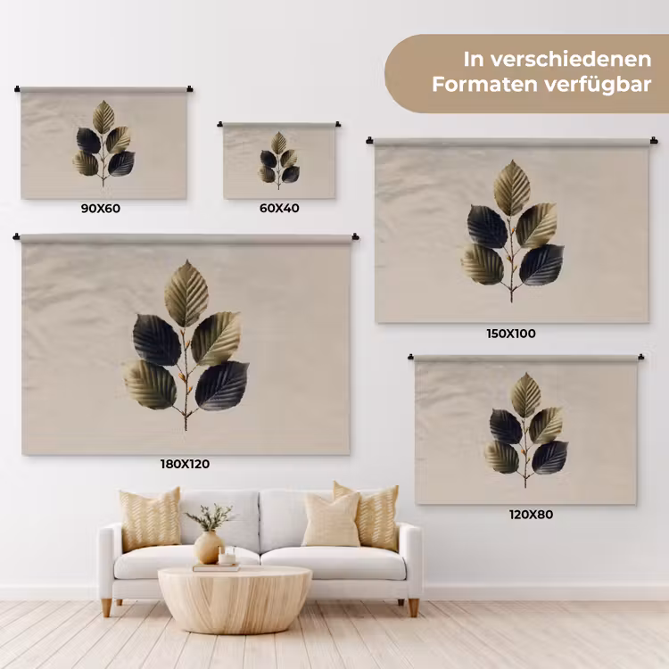 Beukenbladeren - Bruin - Groen - neutraal Wandkleed katoen klein -tsfeer8_DE