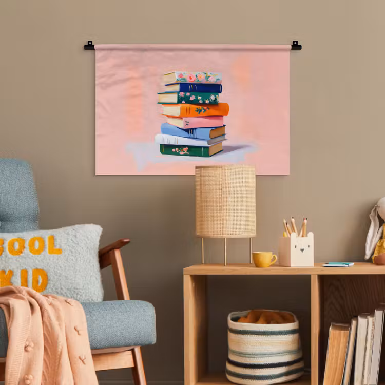 Boeken - Stapel - Kleurrijk Wandkleed katoen klein -wsfeer4_kind