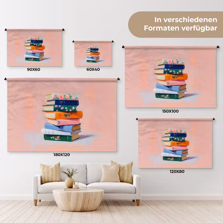 Boeken - Stapel - Kleurrijk Wandkleed katoen klein -tsfeer8_DE