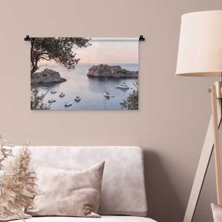 Wandteppich - Bucht – Boote – Sonnenuntergang - Baai - boten - zonsondergang Wandkleed katoen klein