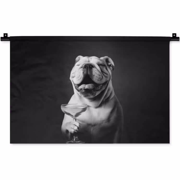 Buldog - Hond - Glas Wandkleed katoen klein -zz3d