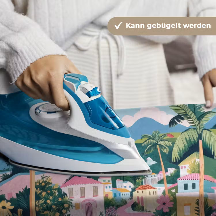 Kleurrijk - Huizen - Heuvels - Roze Wandkleed katoen klein -tsfeer9_DE
