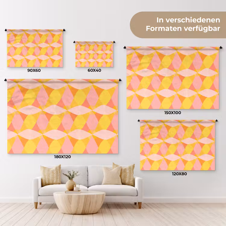 Kleurrijk - Ruitpatroon - Bladvormen Wandkleed katoen klein 269 -tsfeer8_DE