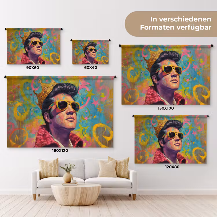 Kleurrijk portret - Kroon - Sterren Wandkleed katoen klein -tsfeer8_DE