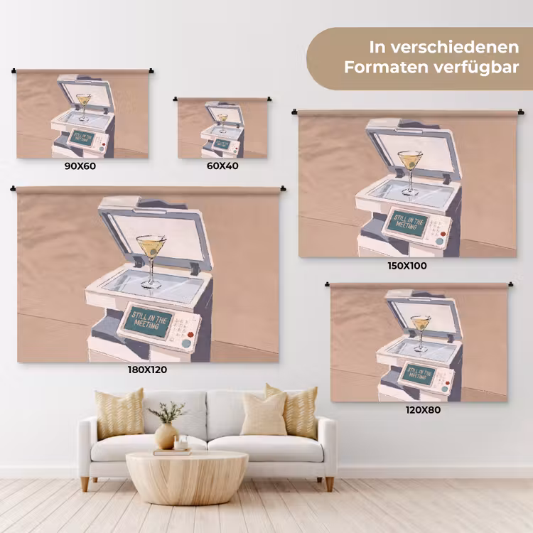 Kantoor - Drank - Humor - Illustratie Wandkleed katoen klein -tsfeer8_DE