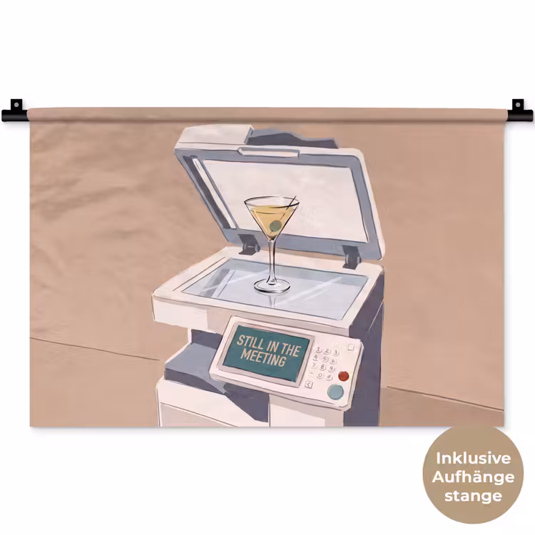 Kantoor - Drank - Humor - Illustratie Wandkleed katoen klein -t3d_DE