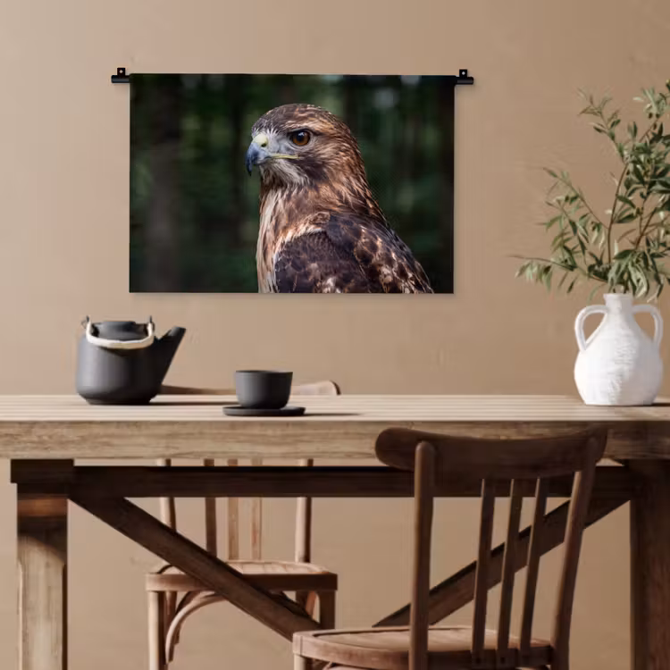 Buizerd - Roofvogel - Natuur - Bruin Wandkleed katoen klein -sfeer6