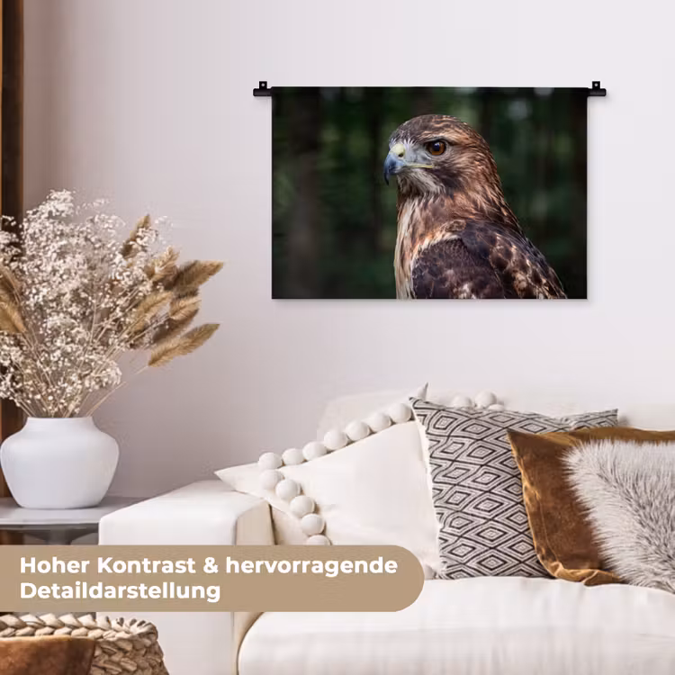 Buizerd - Roofvogel - Natuur - Bruin Wandkleed katoen klein -tsfeer1_DE