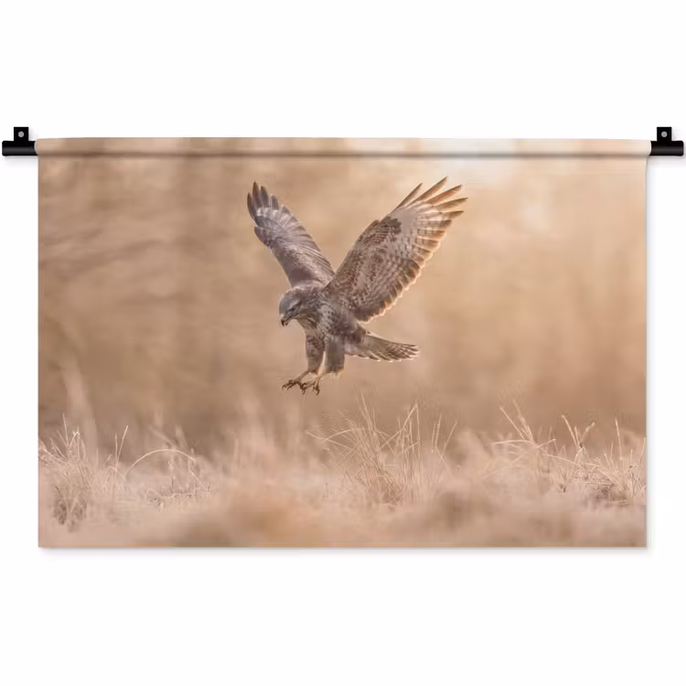 Buizerd - Roofvogel - Natuur - Bruin Wandkleed katoen klein -zz3d