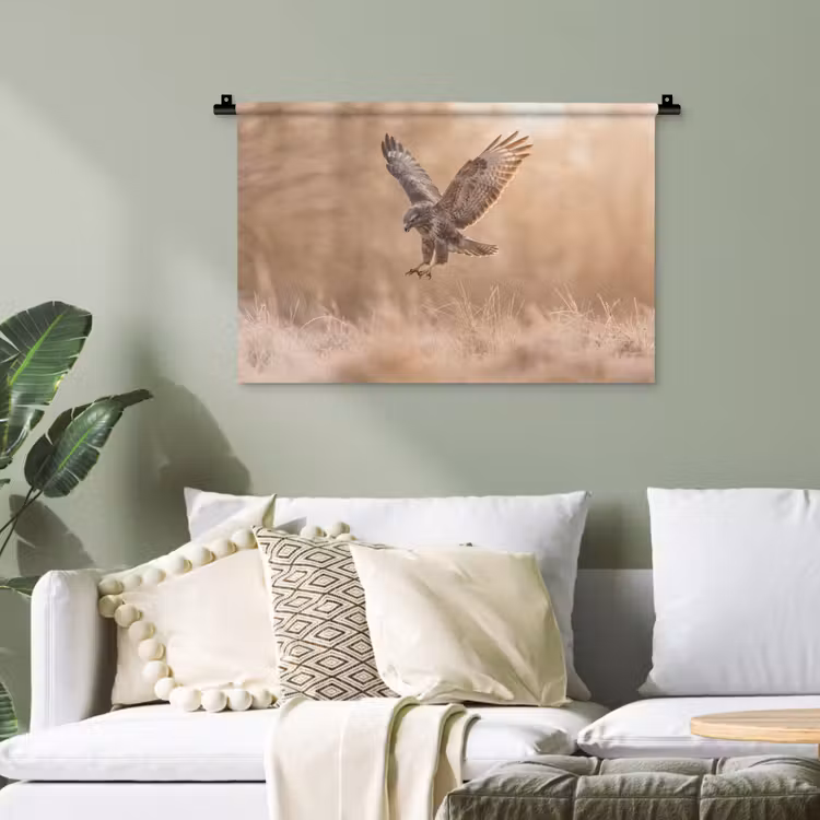 Buizerd - Roofvogel - Natuur - Bruin Wandkleed katoen klein -sfeer7