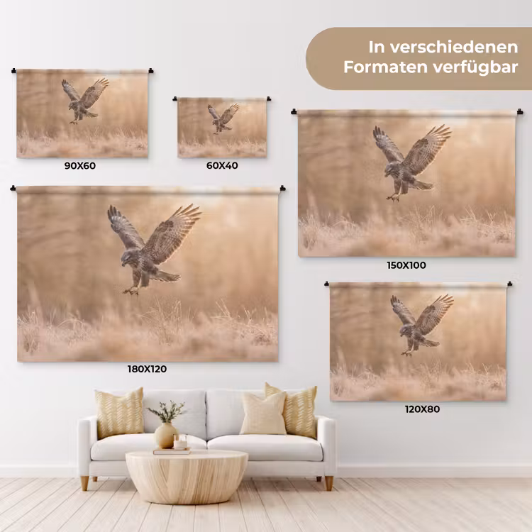 Buizerd - Roofvogel - Natuur - Bruin Wandkleed katoen klein -tsfeer8_DE