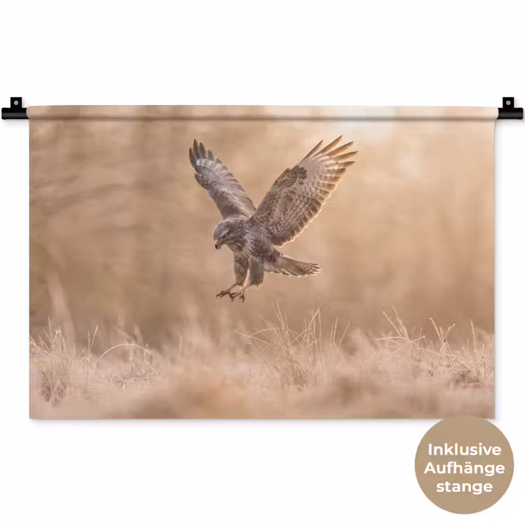Buizerd - Roofvogel - Natuur - Bruin Wandkleed katoen klein -t3d_DE