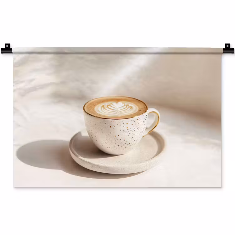 Cappuccino - Schuim - Schotel - Beige Wandkleed katoen klein -zz3d
