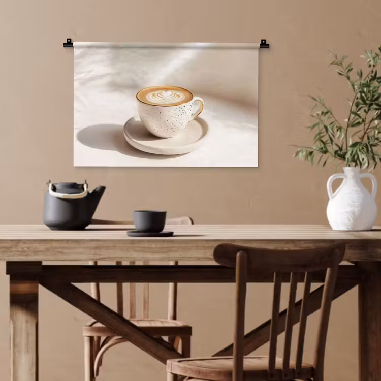 Cappuccino - Schuim - Schotel - Beige Wandkleed katoen klein -sfeer6
