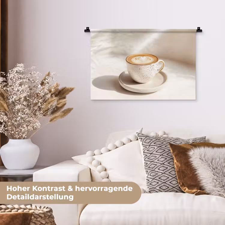 Cappuccino - Schuim - Schotel - Beige Wandkleed katoen klein -tsfeer1_DE