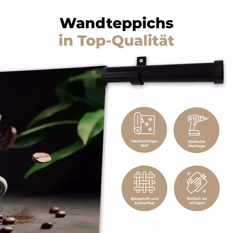 Cappuccino - Kop - Bonen - Bruin Wandkleed katoen klein -tsfeer2_DE
