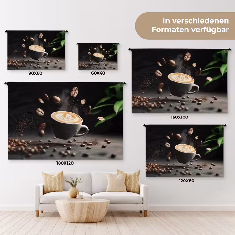 Cappuccino - Kop - Bonen - Bruin Wandkleed katoen klein -tsfeer8_DE