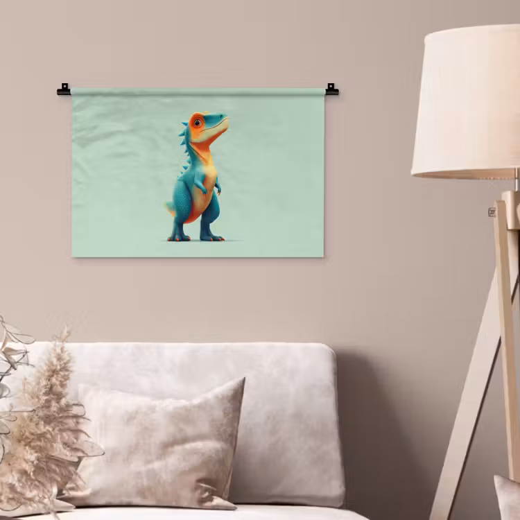 Cartoon - Dino - Oranje - Stekels Wandkleed katoen klein -sfeer4