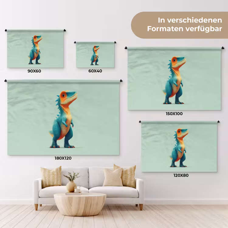 Cartoon - Dino - Oranje - Stekels Wandkleed katoen klein -tsfeer8_DE