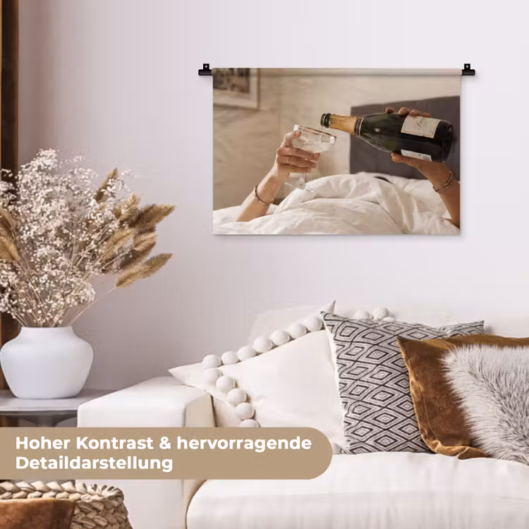 Champagne - Bed - Bubbels Wandkleed katoen klein -tsfeer1_DE