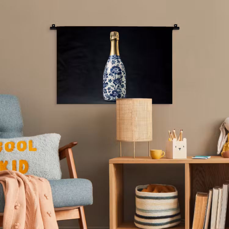 Champagne - Bloemen - Goud - Chique Wandkleed katoen klein -wsfeer4_kind