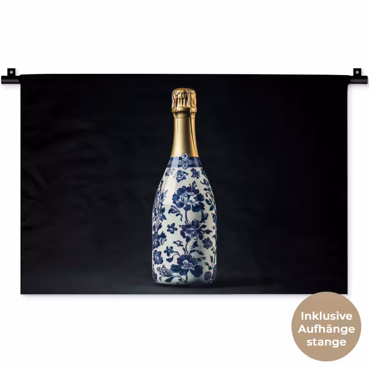 Champagne - Bloemen - Goud - Chique Wandkleed katoen klein -t3d_DE