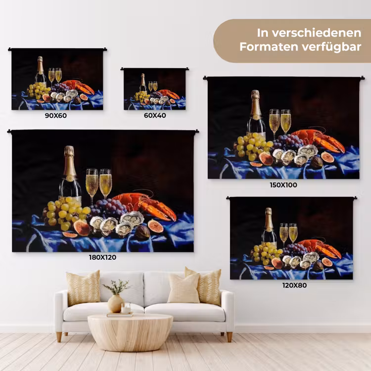 Champagne - Luxe - Oesters Wandkleed katoen klein -tsfeer8_DE
