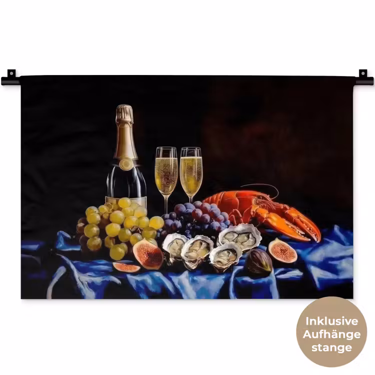Champagne - Luxe - Oesters Wandkleed katoen klein -t3d_DE