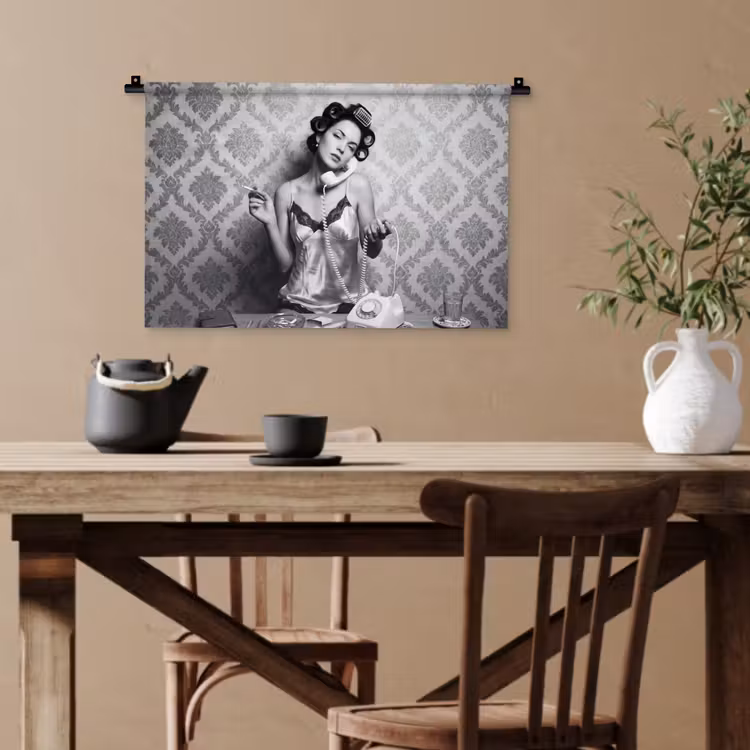 Chic - Vrouw - Zwart - Wit Wandkleed katoen klein -sfeer6