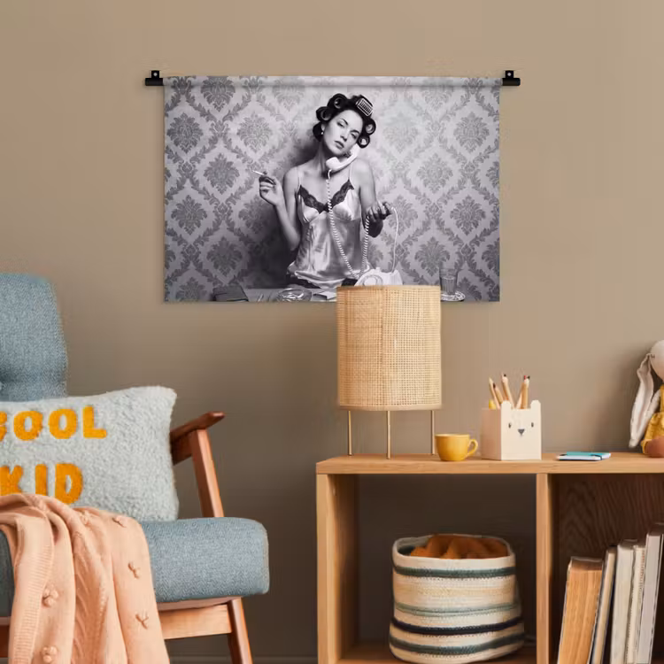 Chic - Vrouw - Zwart - Wit Wandkleed katoen klein -wsfeer4_kind
