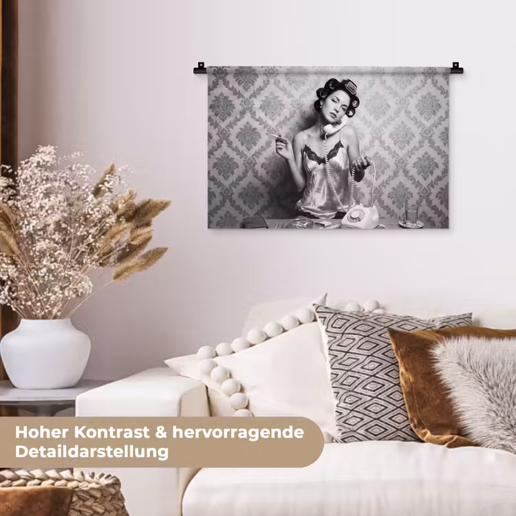 Chic - Vrouw - Zwart - Wit Wandkleed katoen klein -tsfeer1_DE