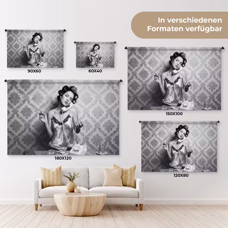 Chic - Vrouw - Zwart - Wit Wandkleed katoen klein -tsfeer8_DE