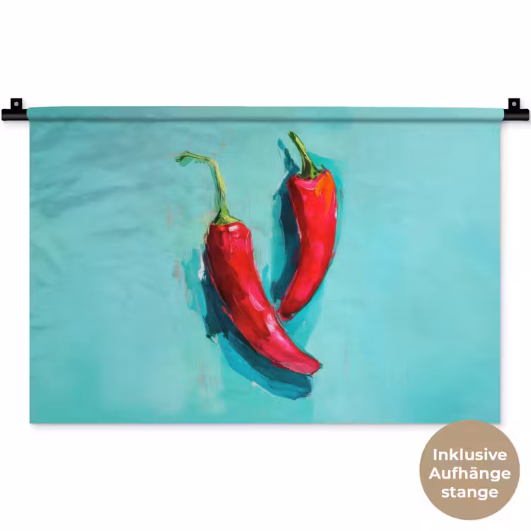 Chilipepers - Geverfd - Rood Wandkleed katoen klein -t3d_DE