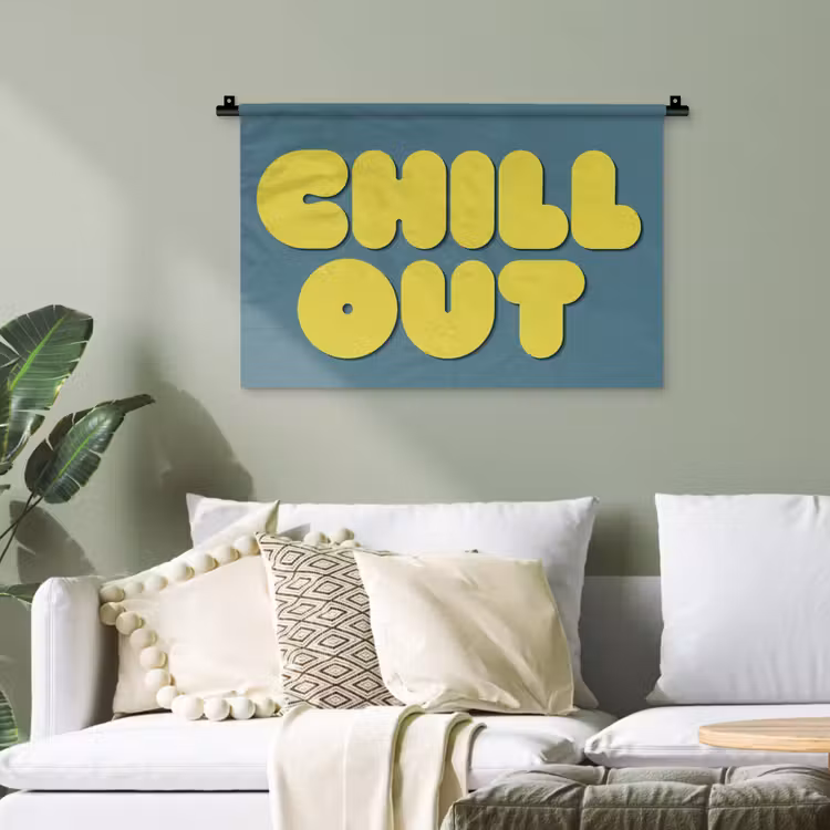 Chill out - Geel - Blauw Wandkleed katoen klein -sfeer7