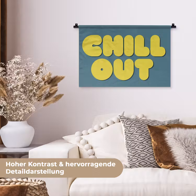 Chill out - Geel - Blauw Wandkleed katoen klein -tsfeer1_DE