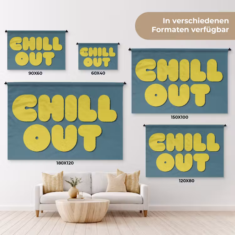 Chill out - Geel - Blauw Wandkleed katoen klein -tsfeer8_DE