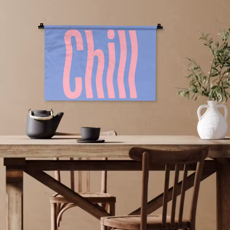 Chill - Roze - Blauw - Golvend Wandkleed katoen klein -sfeer6