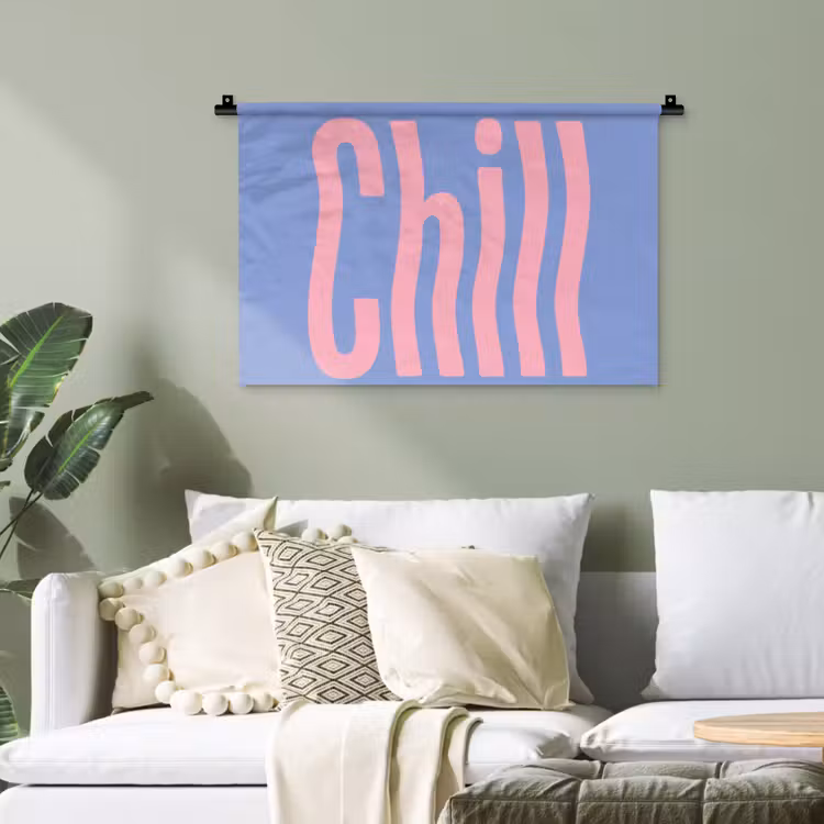 Chill - Roze - Blauw - Golvend Wandkleed katoen klein -sfeer7