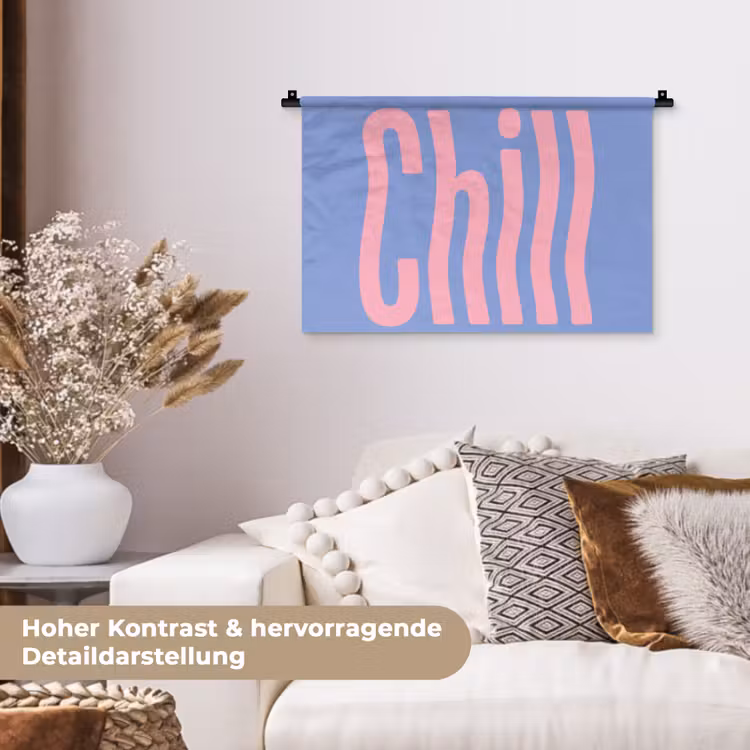 Chill - Roze - Blauw - Golvend Wandkleed katoen klein -tsfeer1_DE