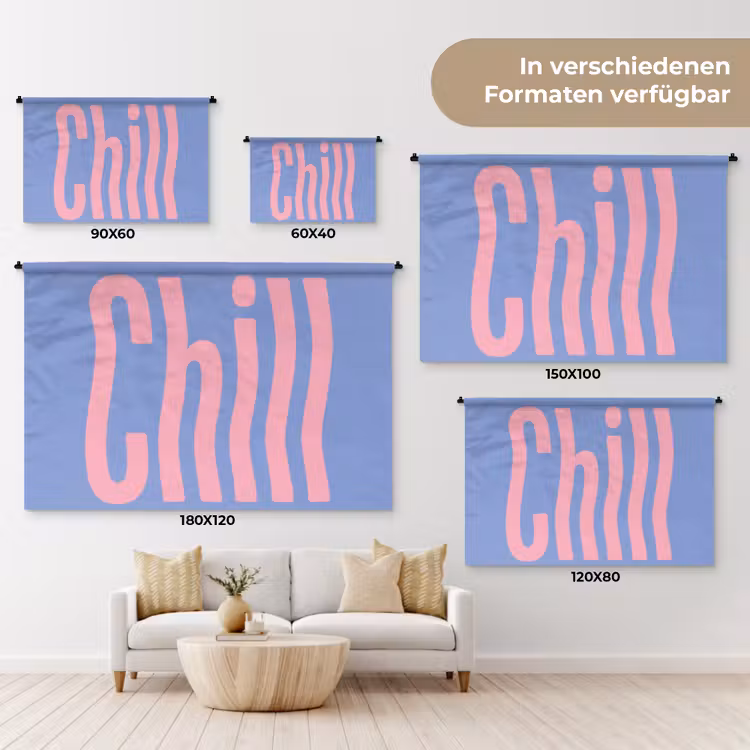 Chill - Roze - Blauw - Golvend Wandkleed katoen klein -tsfeer8_DE