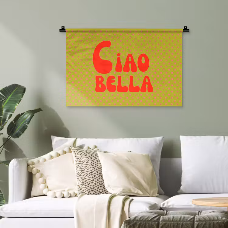 Ciao bella - Rood - Groen - Stippen Wandkleed katoen klein -sfeer7