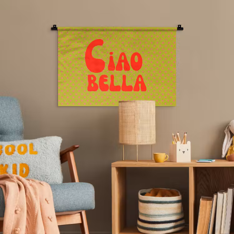 Ciao bella - Rood - Groen - Stippen Wandkleed katoen klein -wsfeer4_kind
