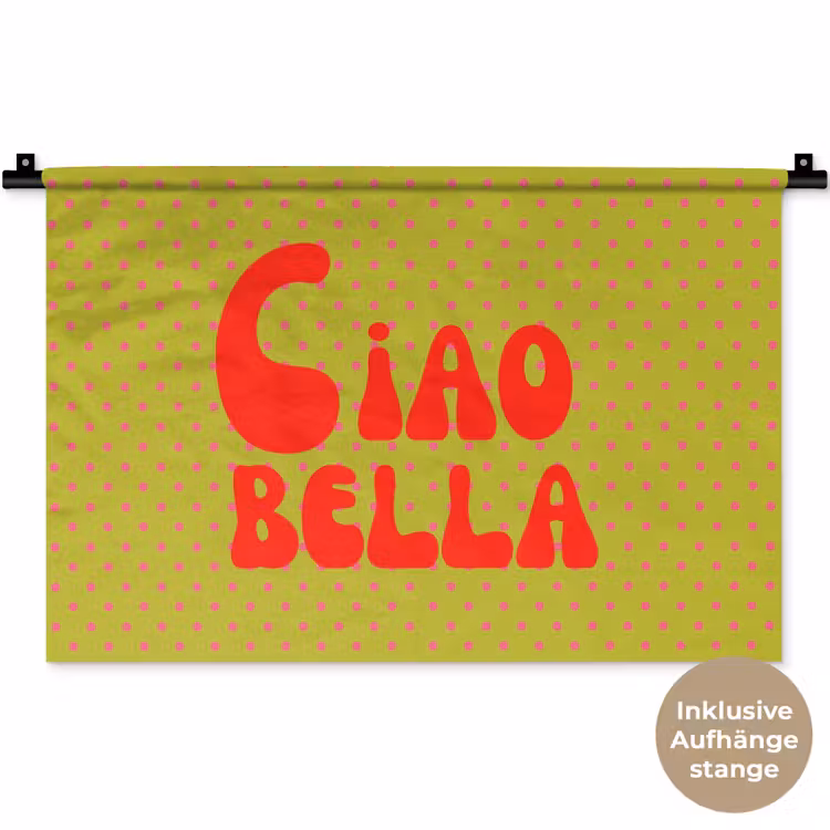 Ciao bella - Rood - Groen - Stippen Wandkleed katoen klein -t3d_DE