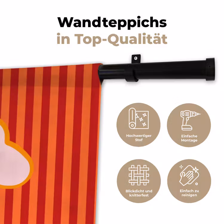 Ciao bella - Tekstwolk - Strepen - Oranje Wandkleed katoen klein -tsfeer2_DE