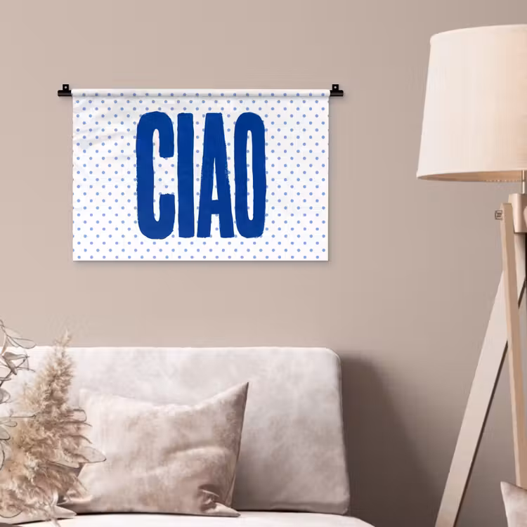 Ciao - Blauw - Stippen Wandkleed katoen klein -sfeer4