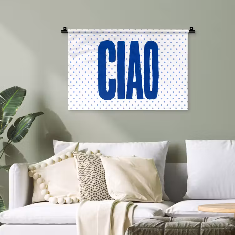 Ciao - Blauw - Stippen Wandkleed katoen klein -sfeer7