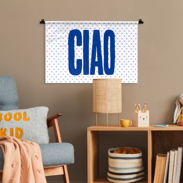 Ciao - Blauw - Stippen Wandkleed katoen klein -wsfeer4_kind