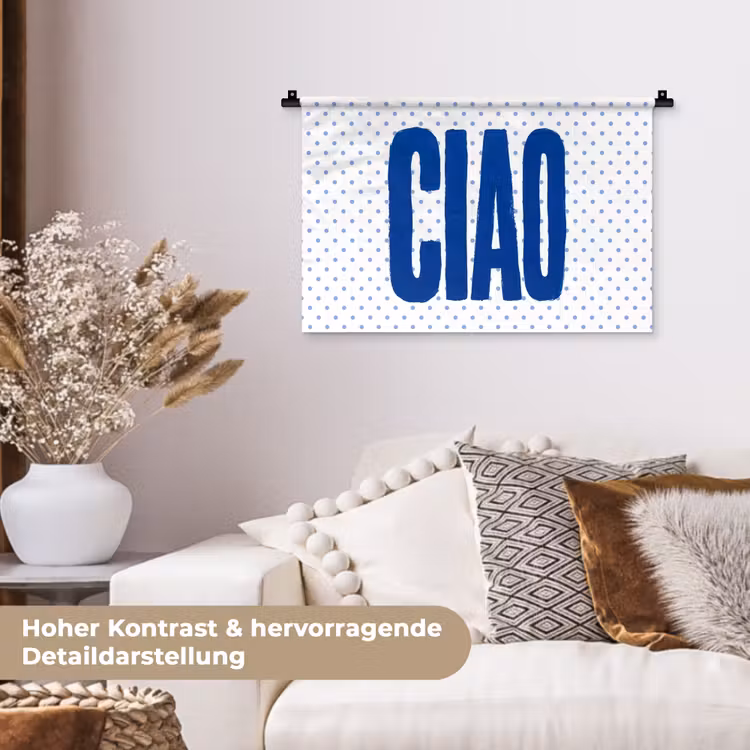 Ciao - Blauw - Stippen Wandkleed katoen klein -tsfeer1_DE