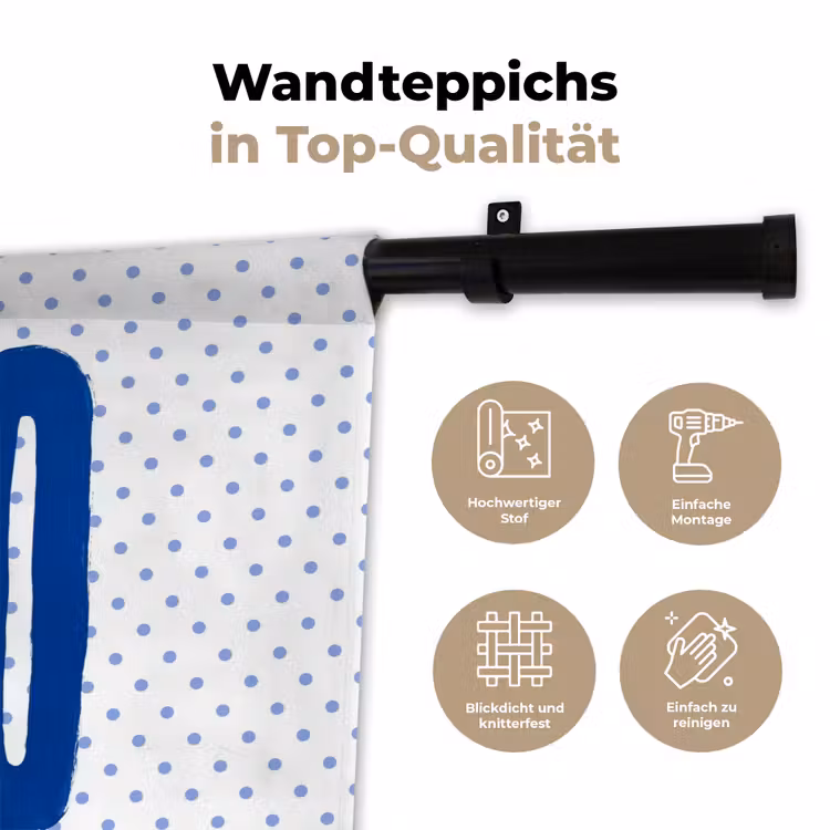 Ciao - Blauw - Stippen Wandkleed katoen klein -tsfeer2_DE